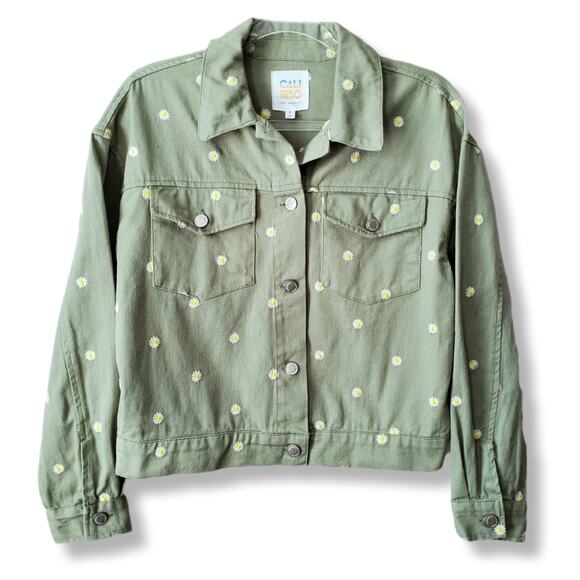 Cali 1850 Women Green Floral Embroidered Jacket S Daisy Cottage Boho Twee NEW - Picture 1 of 10
